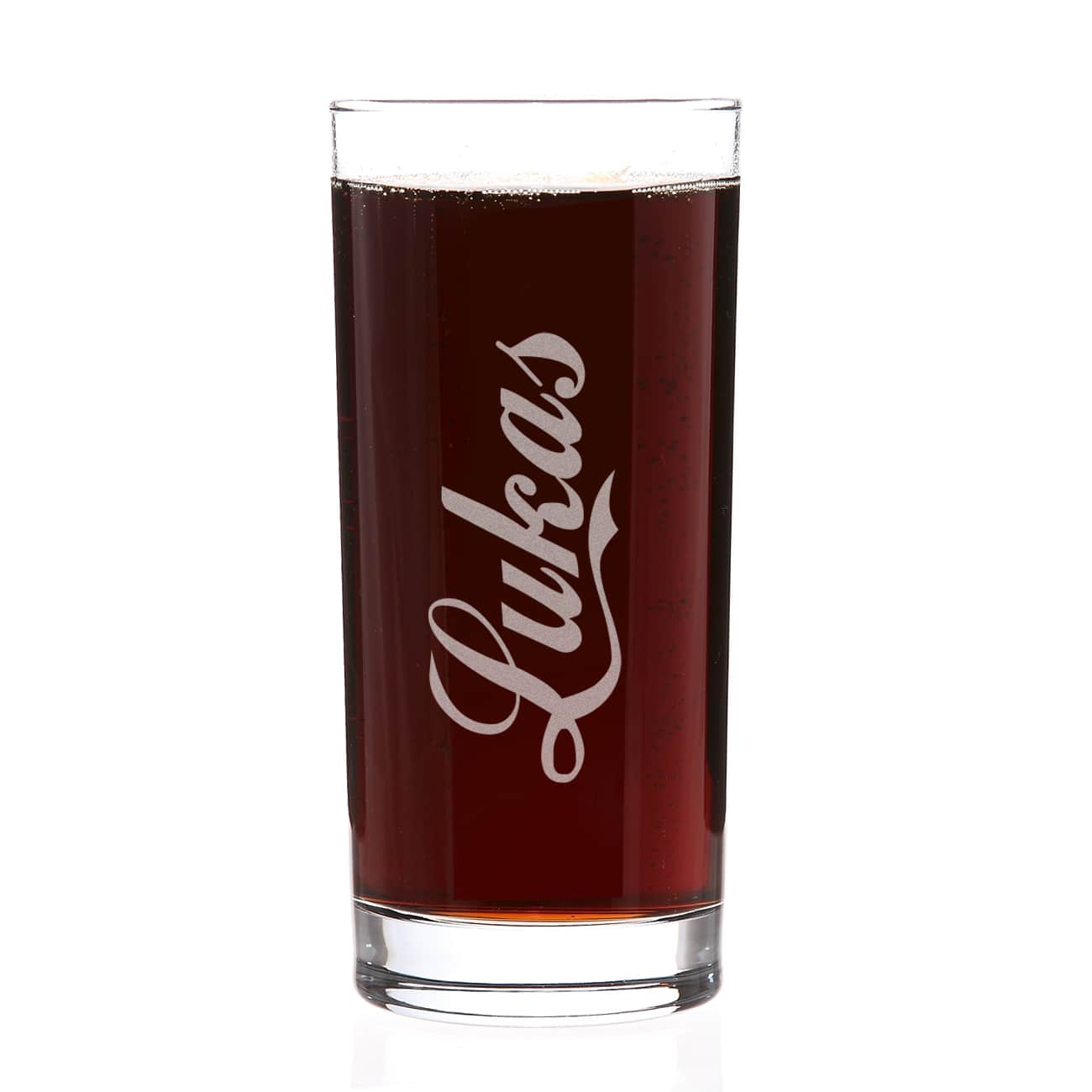 Trinkglas mit Namensgravur im Cola-Style