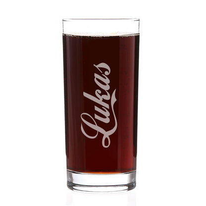 Trinkglas mit Namensgravur im Cola-Style