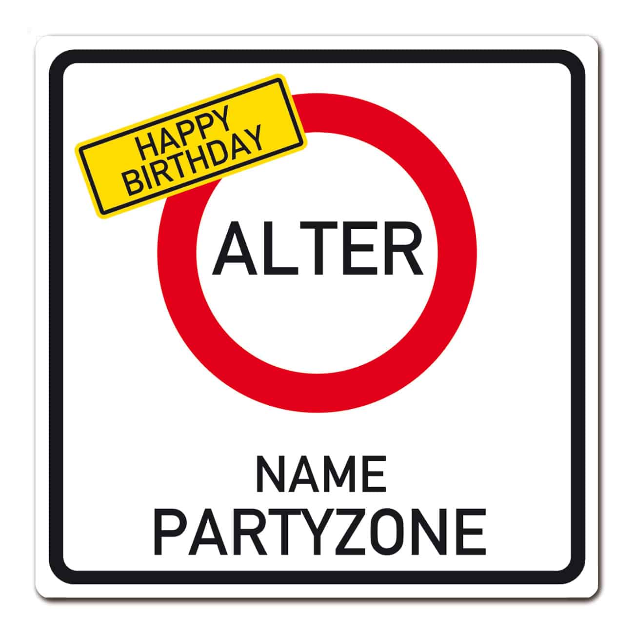 PVC-Schild zum Geburtstag mit Alter und Name