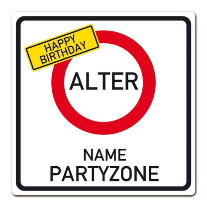PVC-Schild zum Geburtstag mit Alter und Name