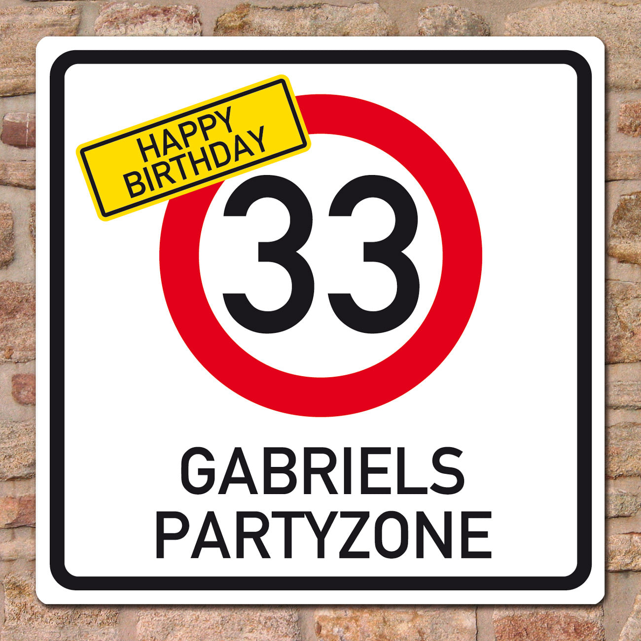 Geburtstagsbanner - Happy Birthday im Verkehrszeichen-Look
