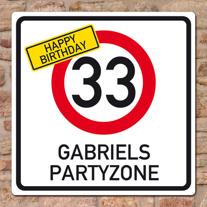 Geburtstagsbanner - Happy Birthday im Verkehrszeichen-Look
