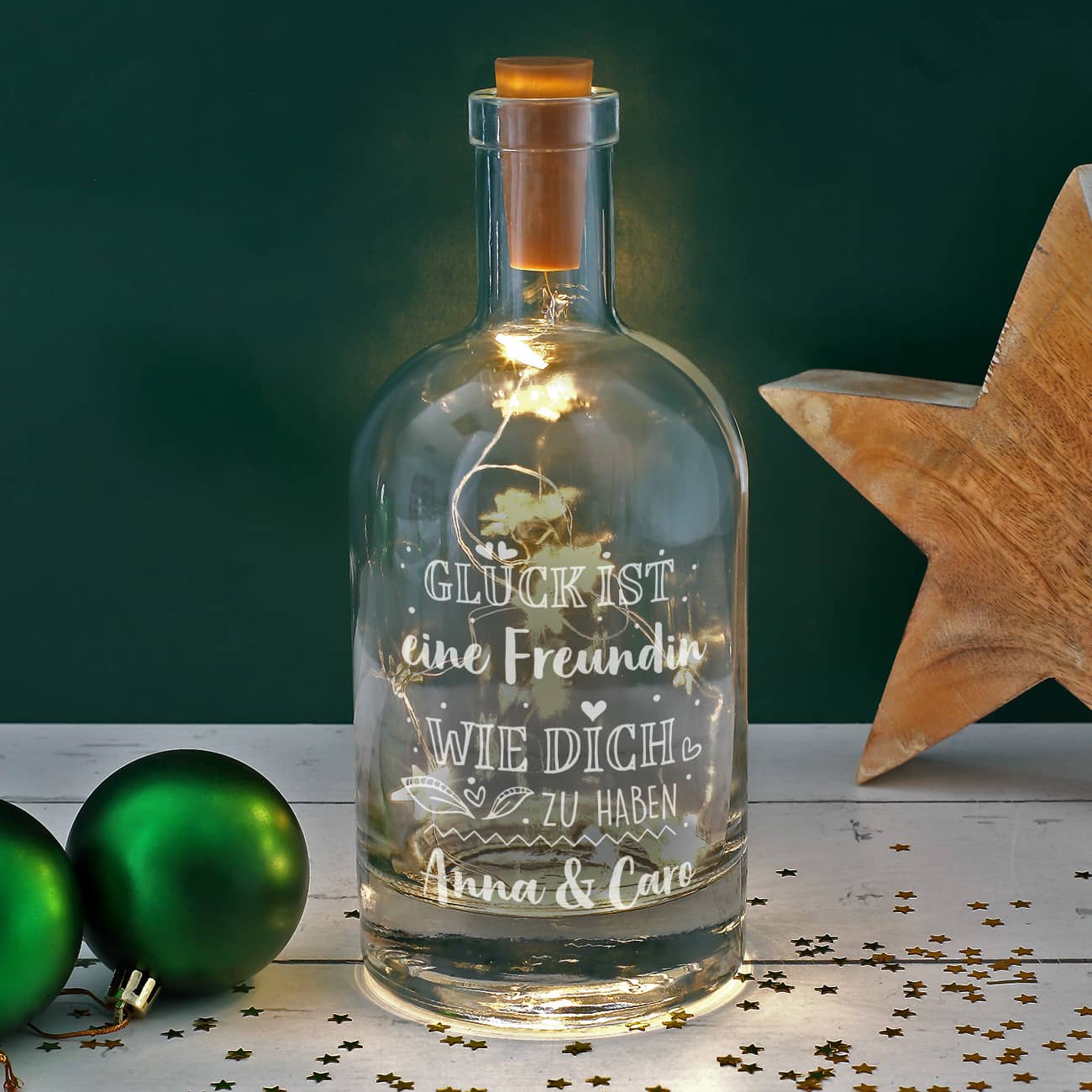 Glück ist... beleuchtete Karaffe mit Gravur