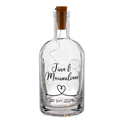 LED-Karaffe mit Aufdruck von Namen und Datum – schwarz beschriftet