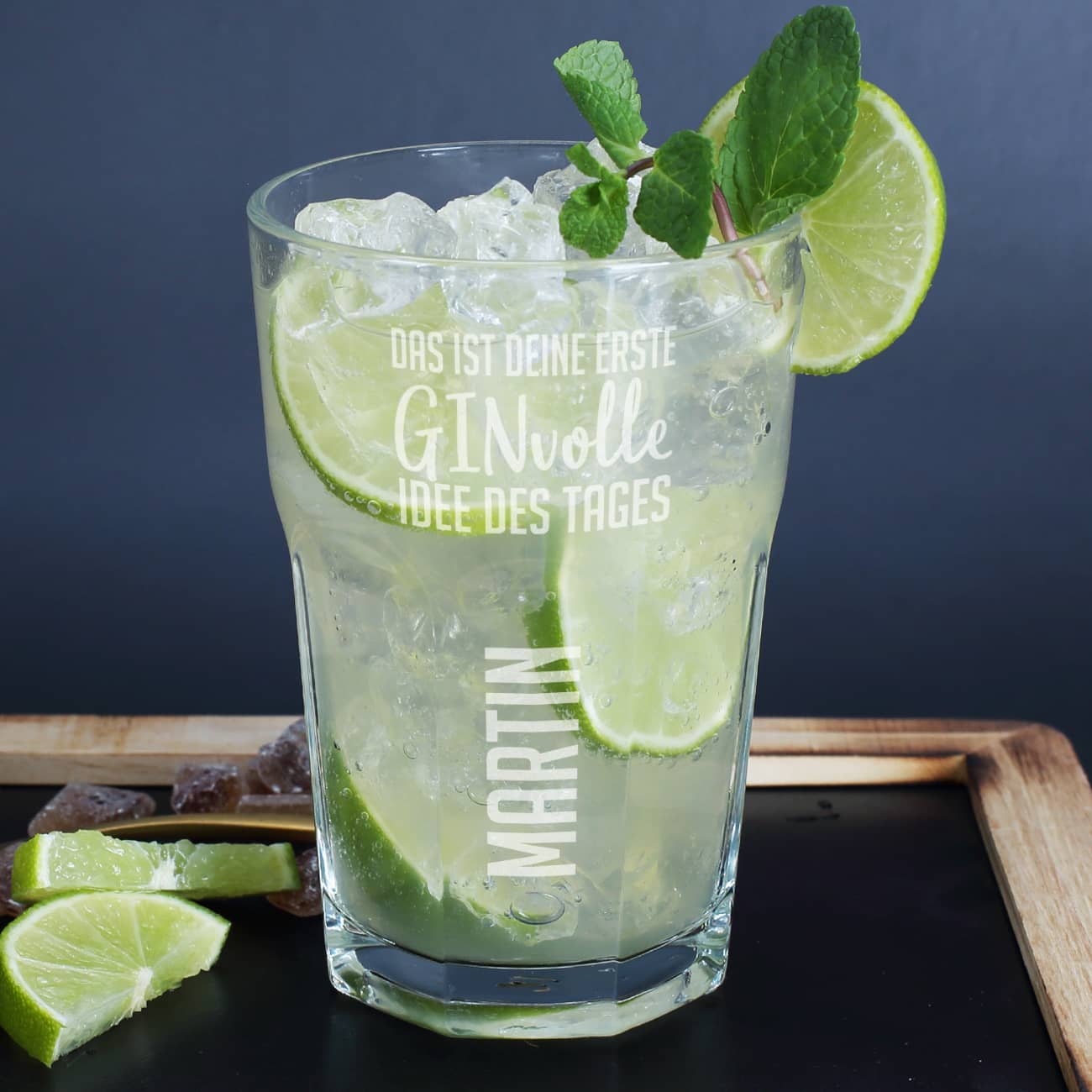 Glas "GINvolle Idee" mit Ihrem Namen