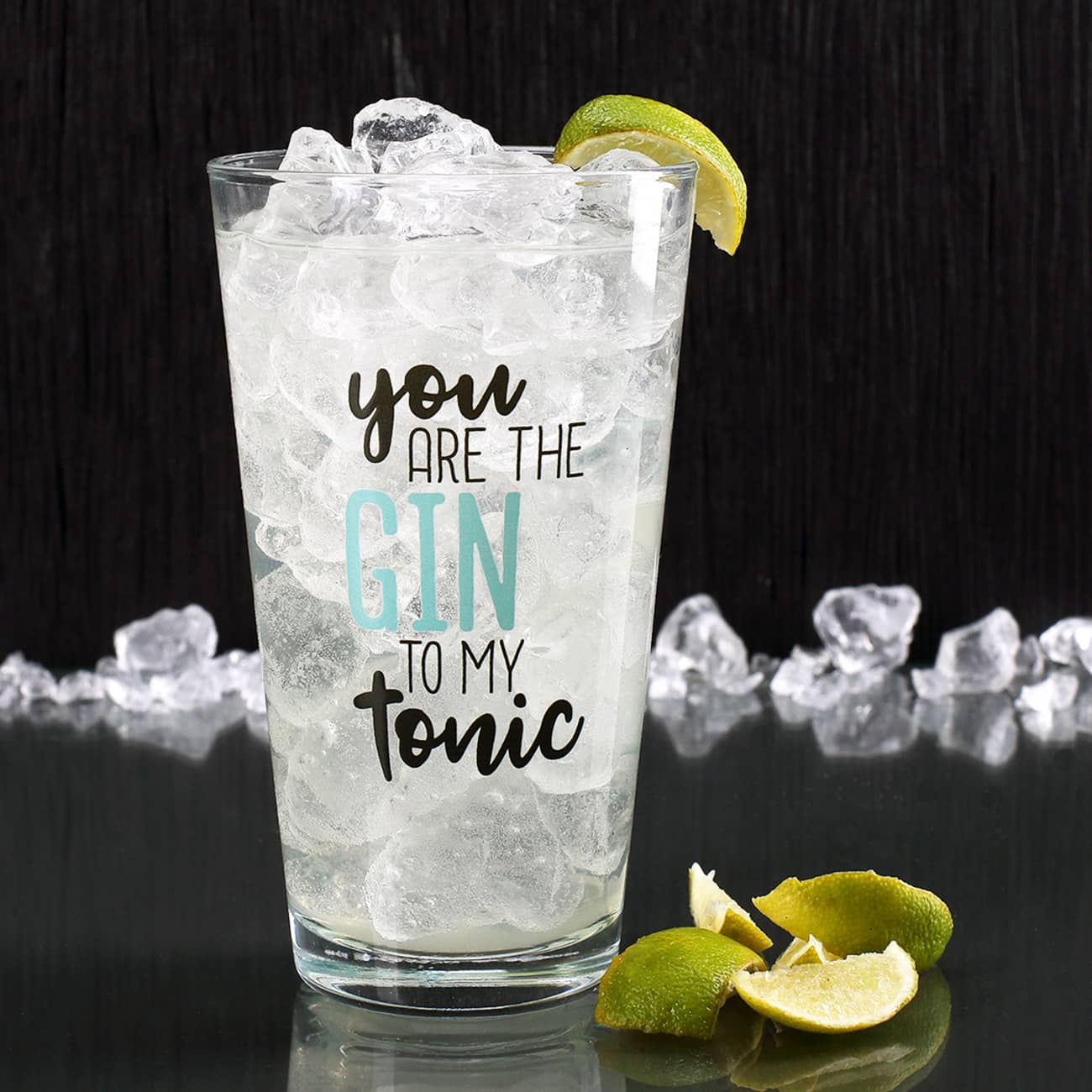 "You are the Gin to my tonic" - bedrucktes Trinkglas mit Name