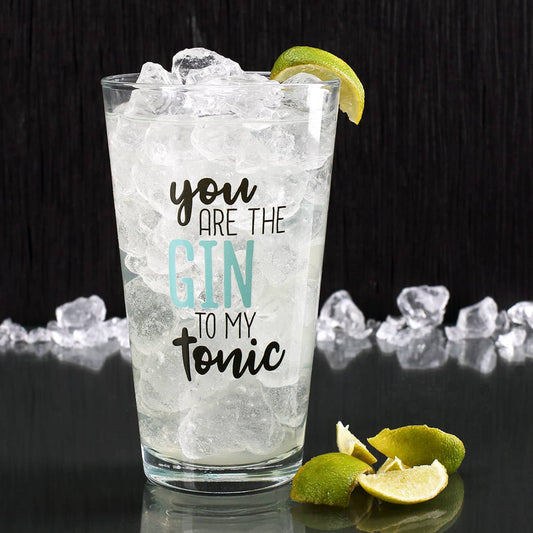 "You are the Gin to my tonic" - bedrucktes Trinkglas mit Name