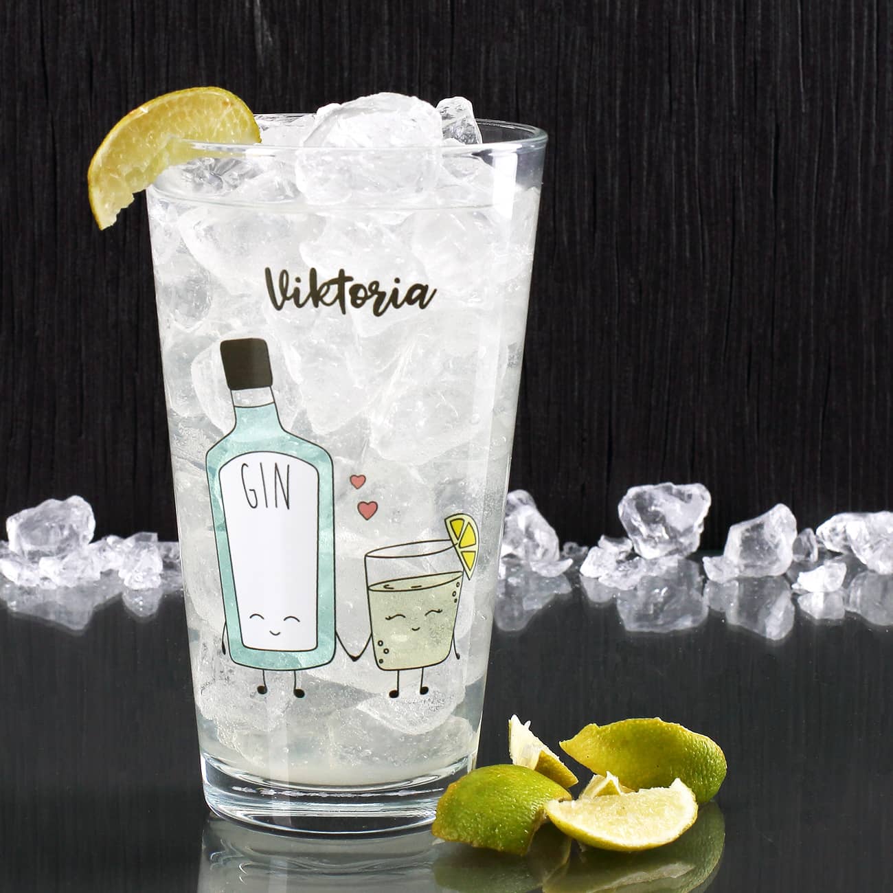 "You are the Gin to my tonic" - bedrucktes Trinkglas mit Name