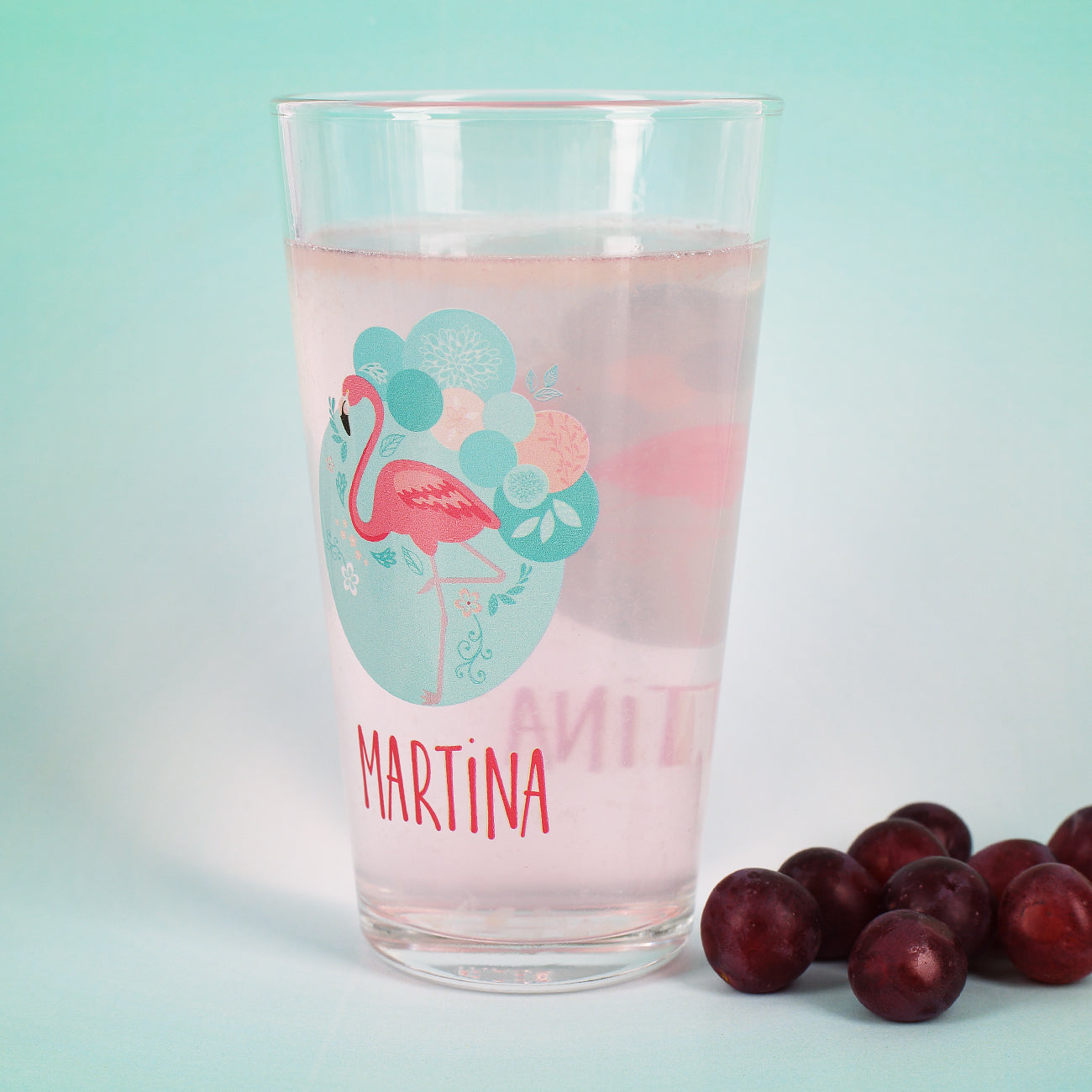 Flamingo Trinkglas mit Namen