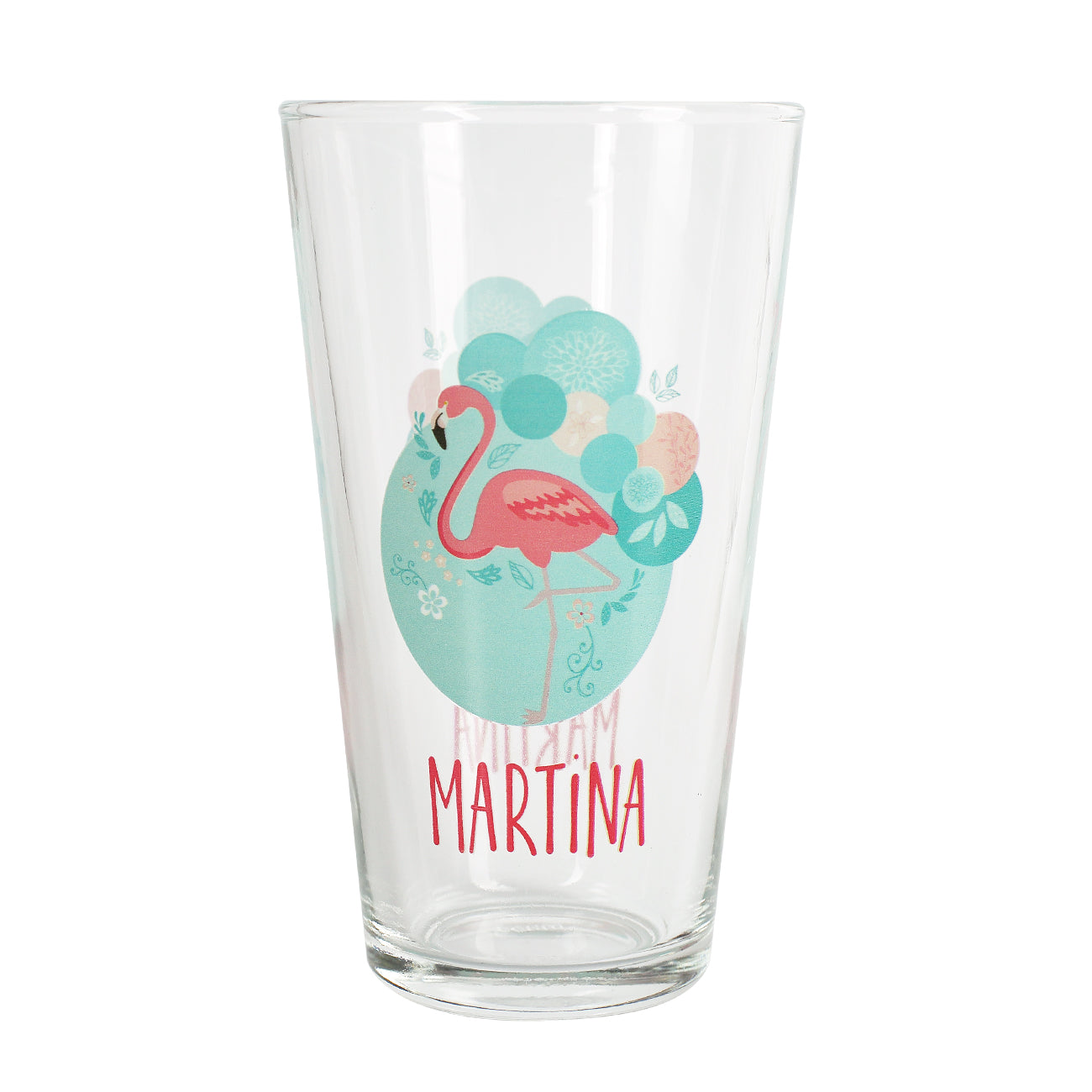 Trinkglas mit Flamingo und Name