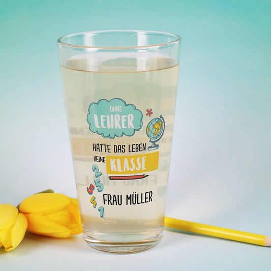 Lehrer - Trinkglas mit Name bedruckt