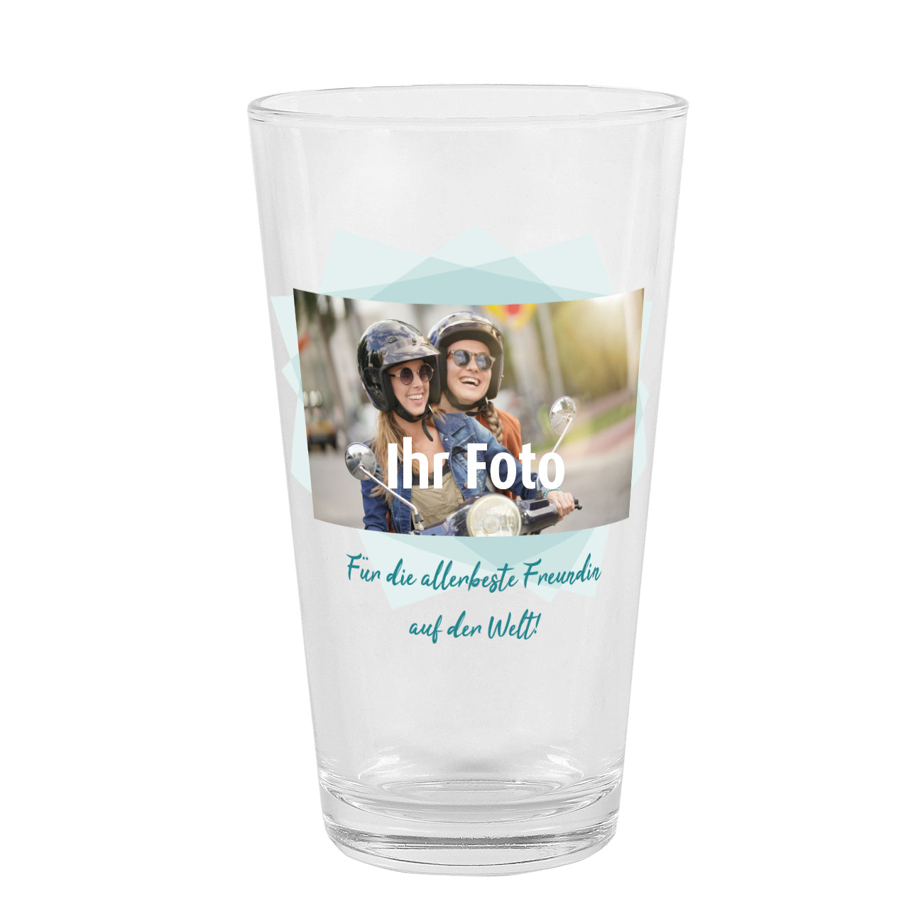 Fototrinkglas in Türkis