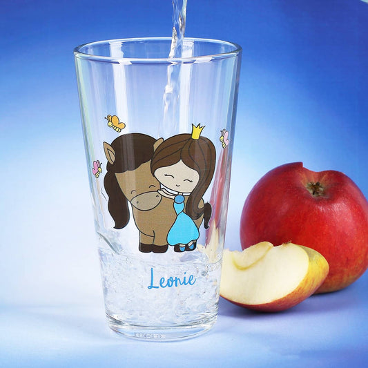Trinkglas mit Prinzessin und Pferd