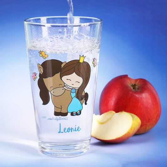 Trinkglas mit Prinzessin und Pferd