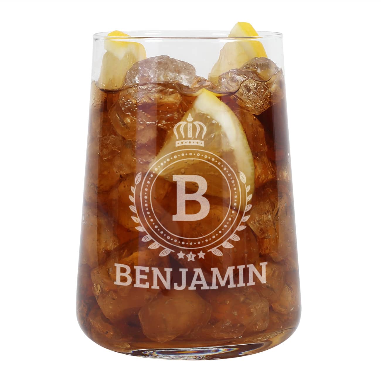 Trinkglas mit Name und Initial zum Geburtstag oder Vatertag