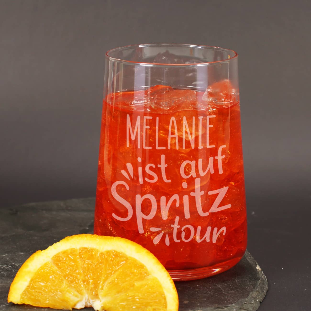 Auf Spritztour - Trinkglas mit Namensgravur