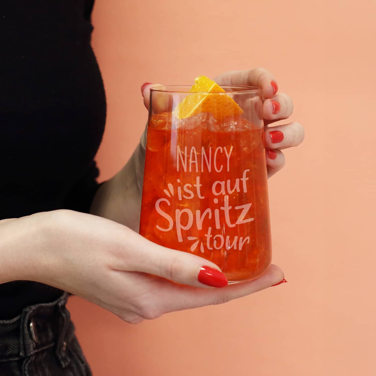 Auf Spritztour - Trinkglas mit Namensgravur