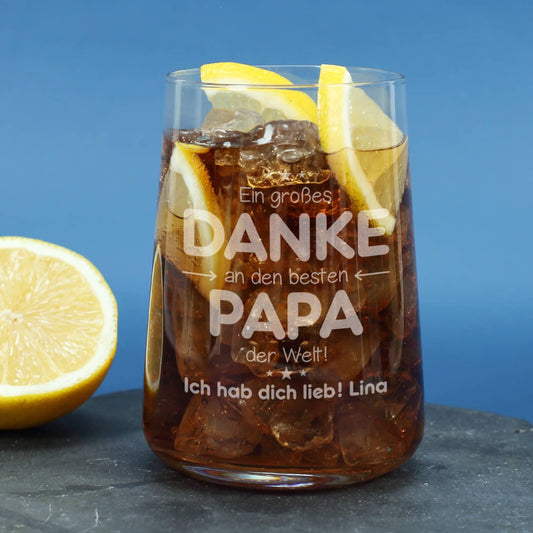 Persönlich graviertes Glas zum Vatertag
