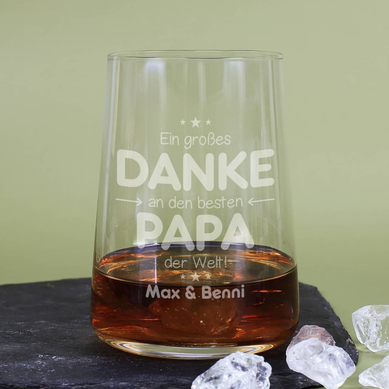 Vatertagsgeschenk - Glas graviert mit individuellem Text