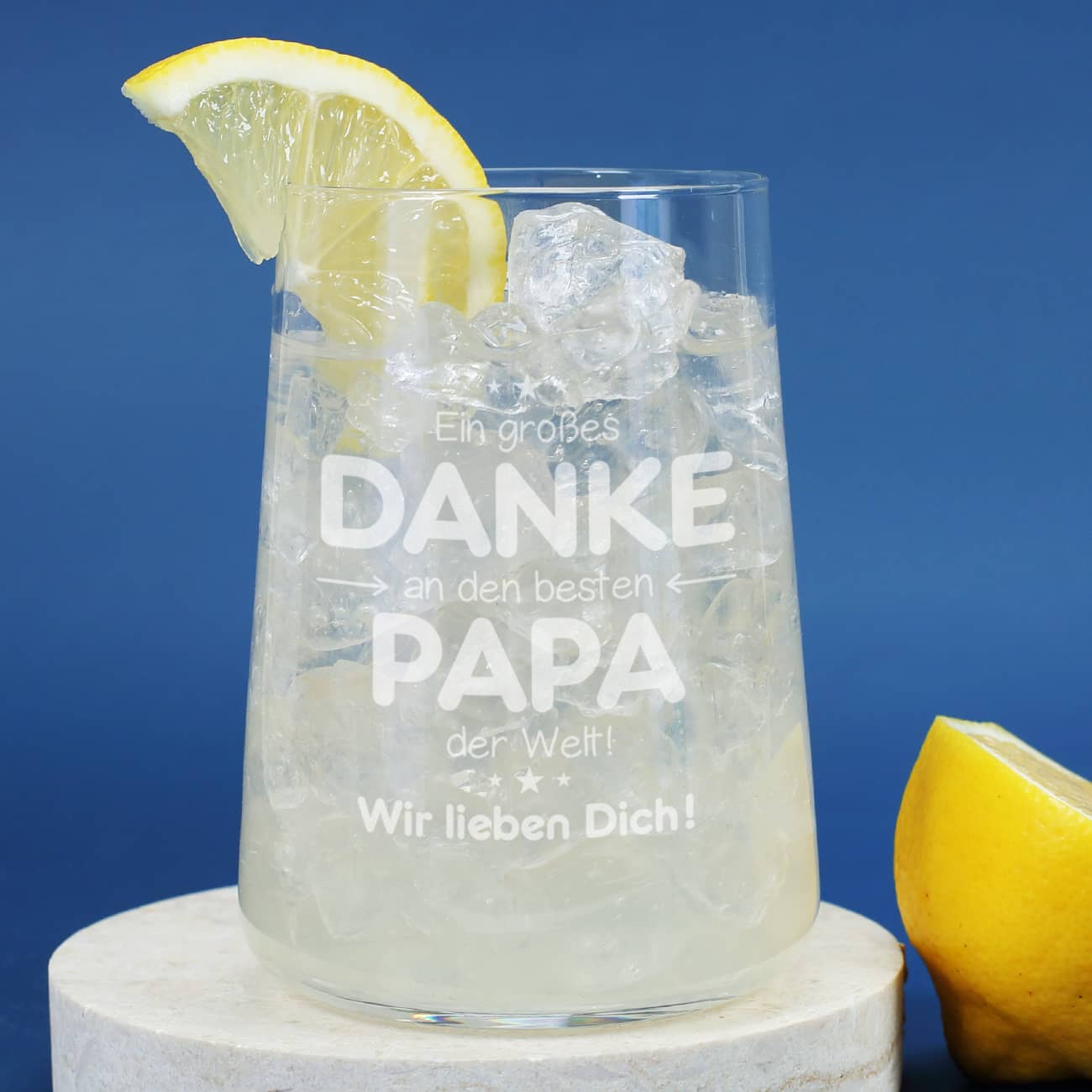 Schickes Trinkglas mit Gravur als Geschenk für Papa