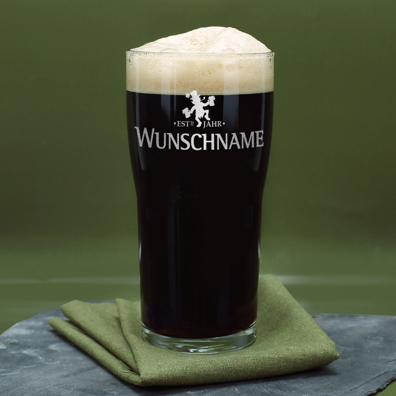 Pint Bierglas mit Wunschname und Wunschjahr personalisiert