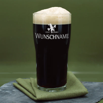 Pint Bierglas mit Wunschname und Wunschjahr personalisiert