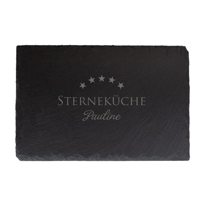 Schieferplatte „Sterneküche“ rechteckig 30×20 cm mit Gravur und Name