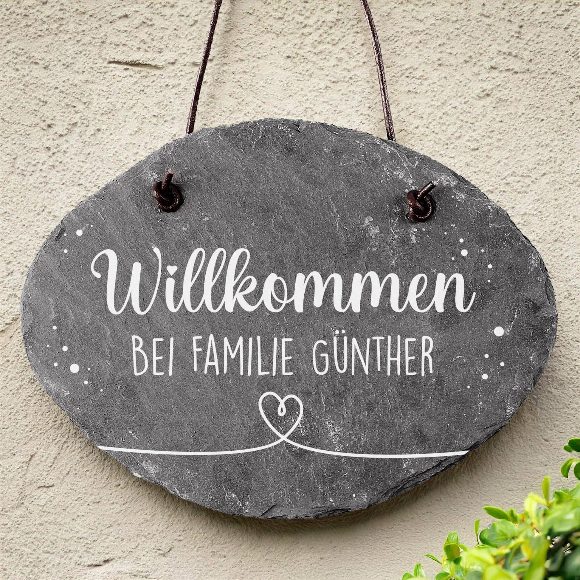 Willkommensschild aus Schiefer