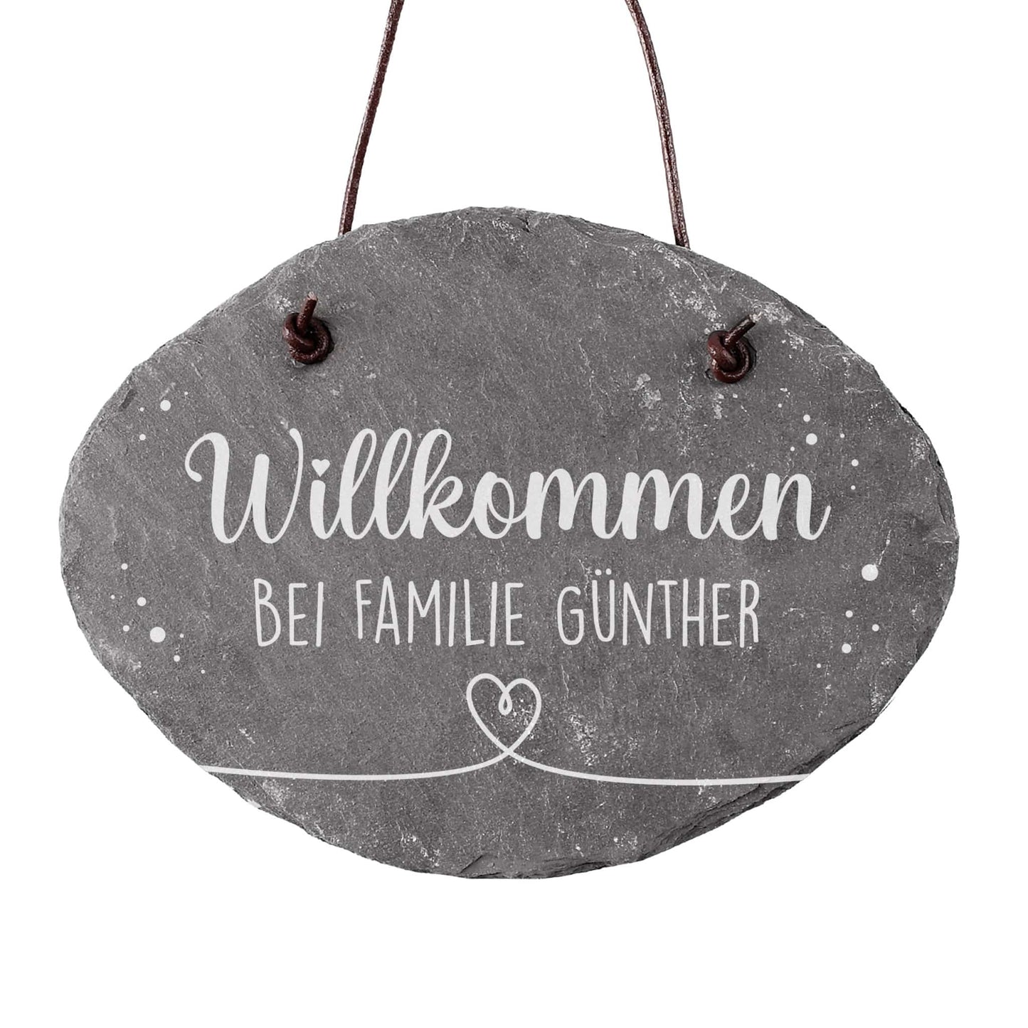 Willkommensschild aus Schiefer