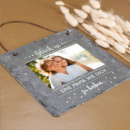 Bedruckte Schieferplatte - Glück ist - mit Ihrem persönlichem Foto