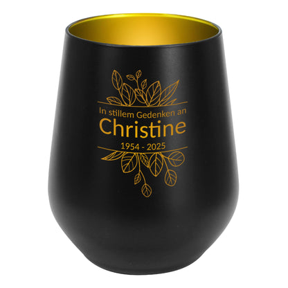 Freigestelltes Produktfoto des Windlichts (schwarz) ohne Kerze auf weißem Hintergrund