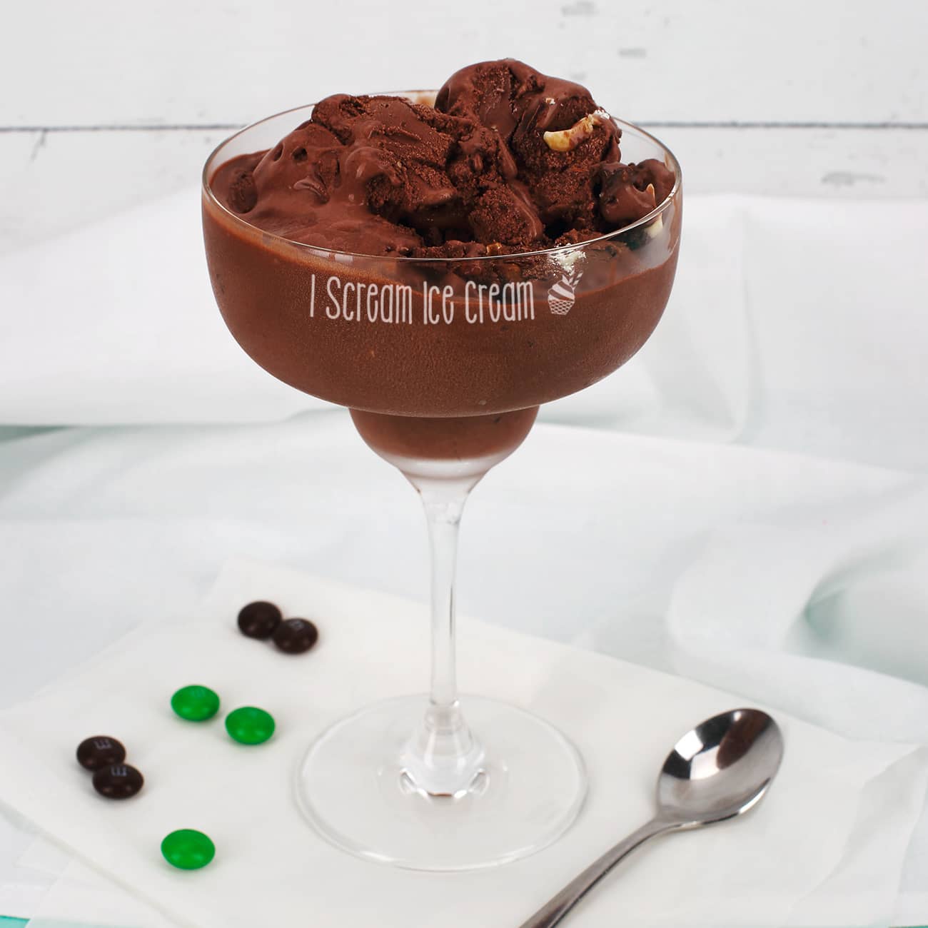Eis- und Dessertschale graviert mit Ihrem Text und kleinem Eisbecher Symbol