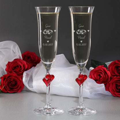 Gravierte Sektgläser L'Amour als persönliches Geschenk zur Hochzeit