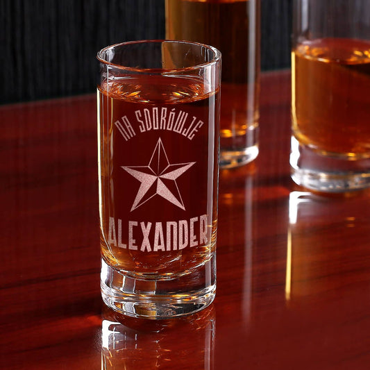 Vodka Shot graviert mit Stern Na Sdorowje und Wunschname