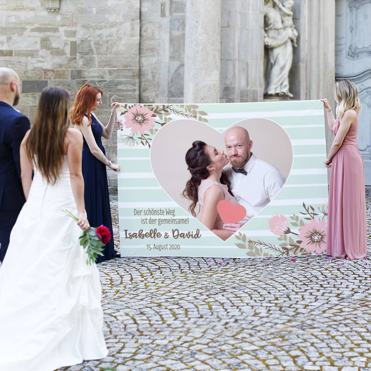 XXL Stoffbanner mit Foto vom Hochzeitspaar