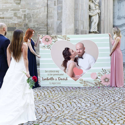 XXL Stoffbanner mit Foto vom Hochzeitspaar