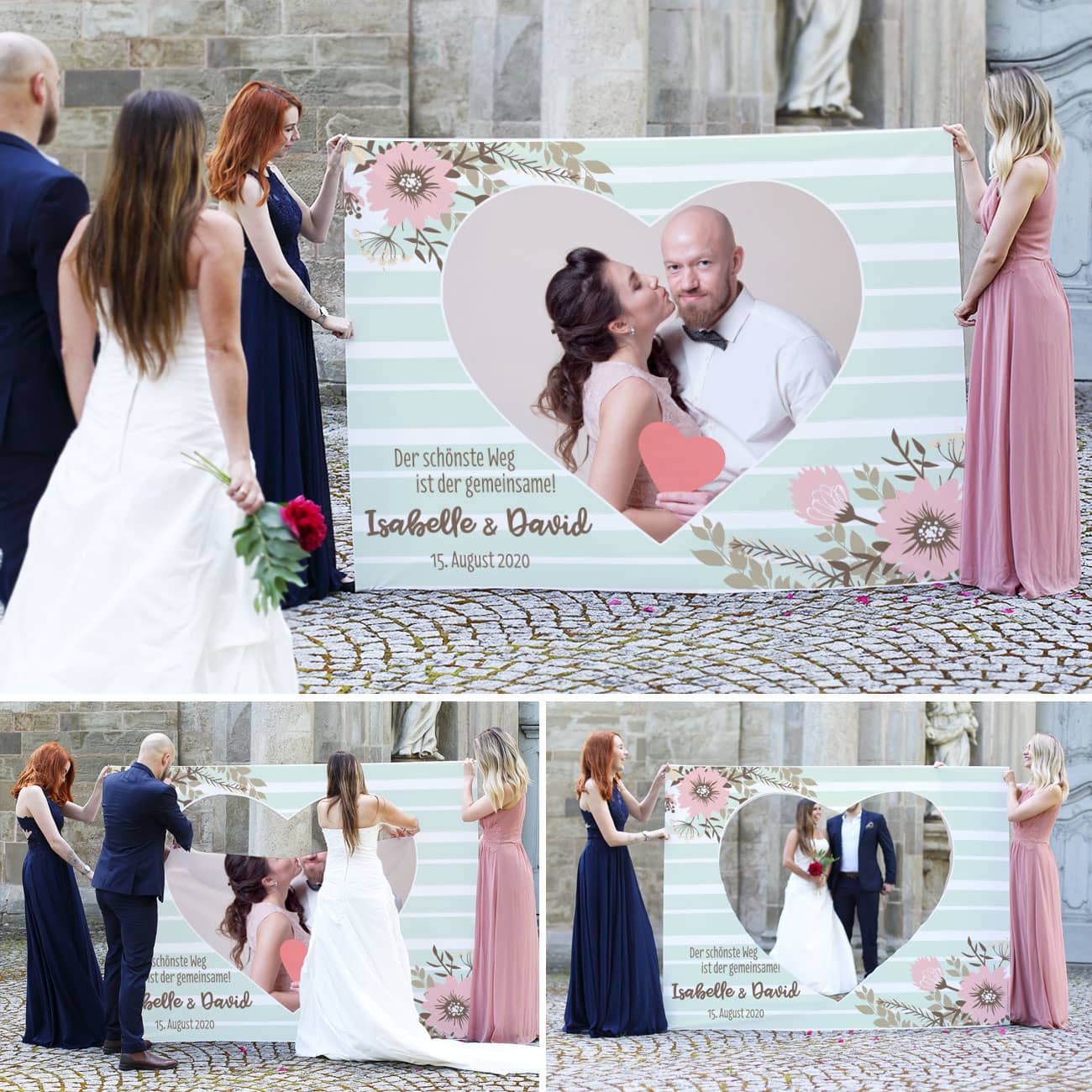 Hochzeitsspiel mit Herzbanner zum Ausschneiden