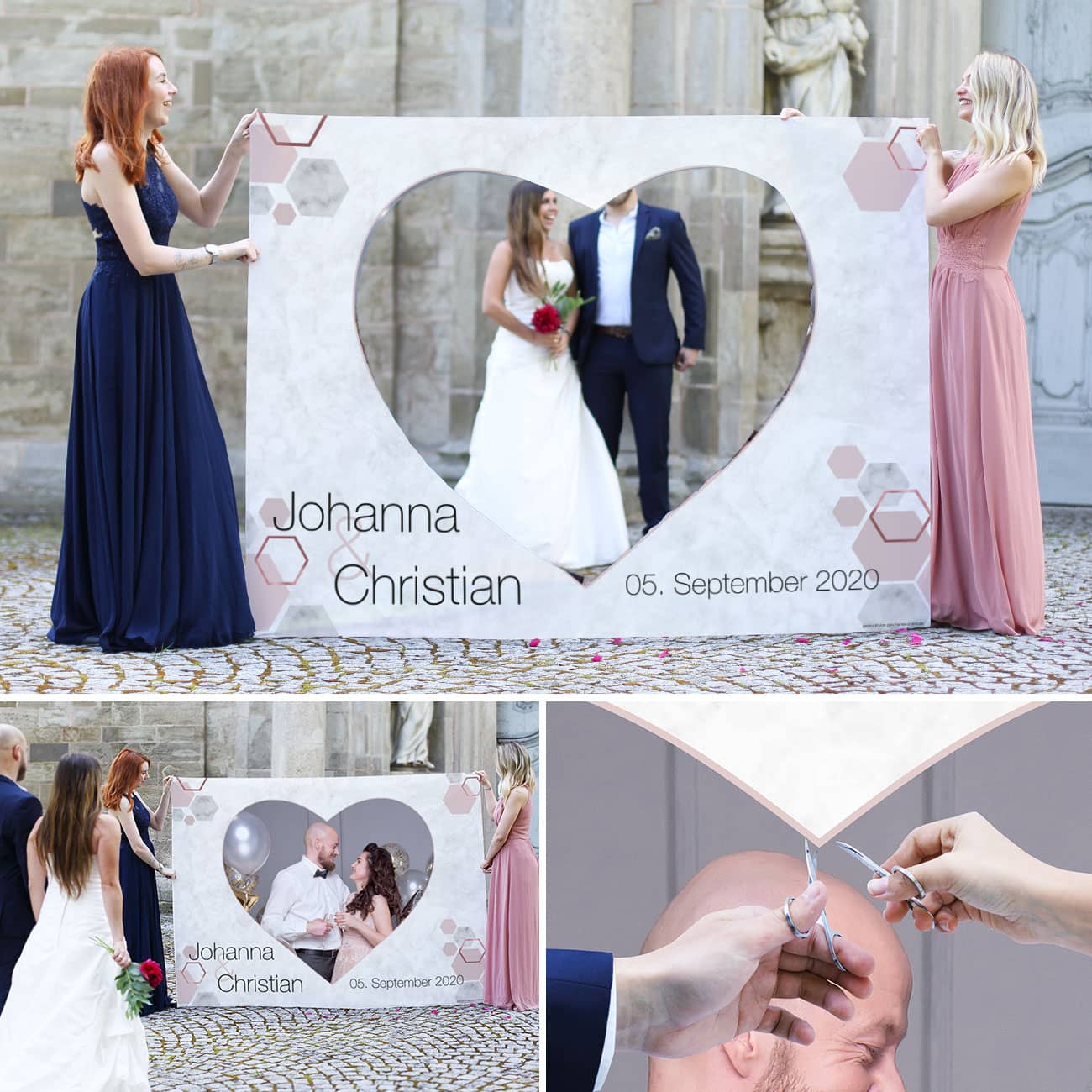 Hochzeitstradition mit Banner zum Ausschneiden