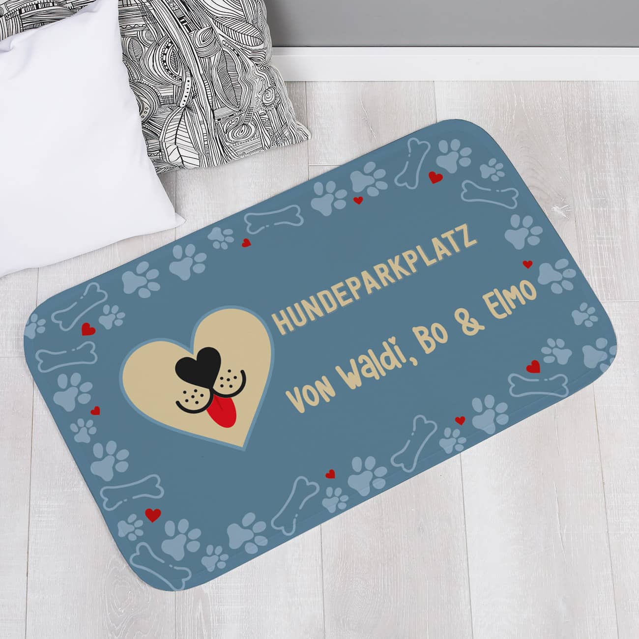 Futterunterlage für Hunde mit Wunschtext 76x48cm