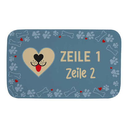 Persönlich bedruckter Hundeteppich mit Wunschtext 76x48cm