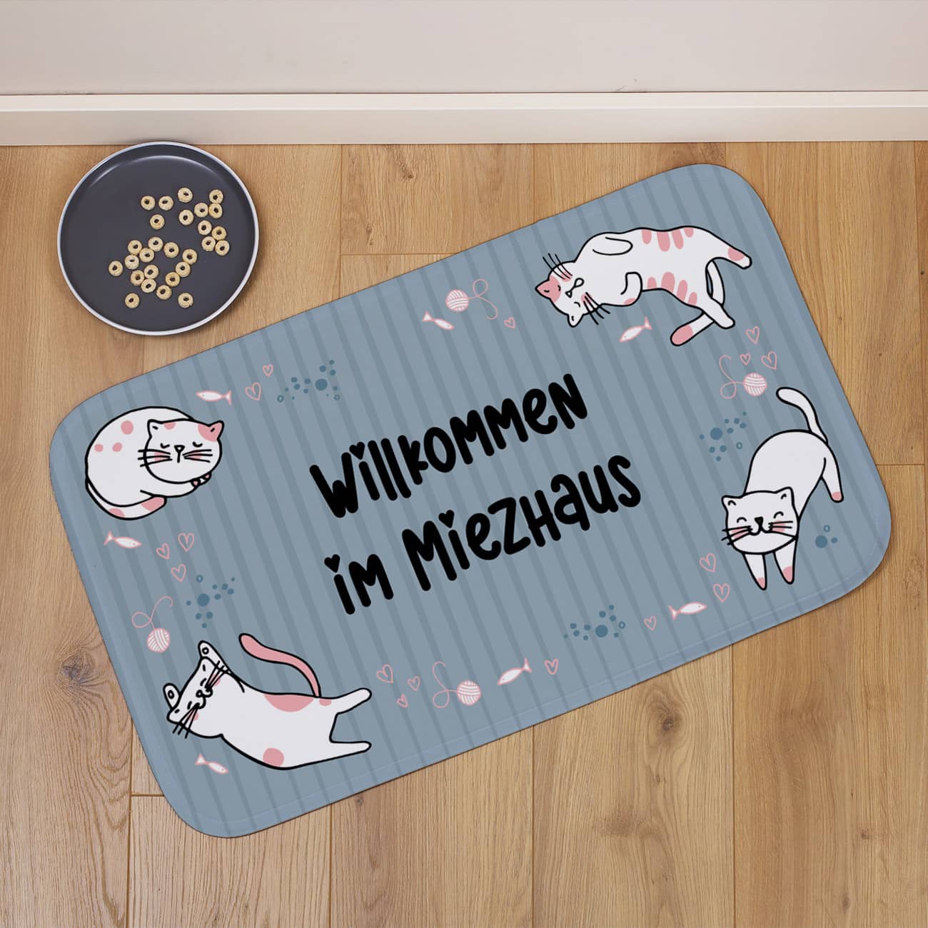Katzenteppich mit Wunschtext 76x48cm