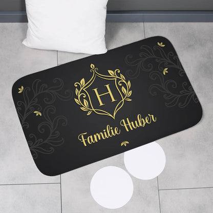 Duschvorleger mit Wappen, Initiale und Wunschtext, 76x45cm