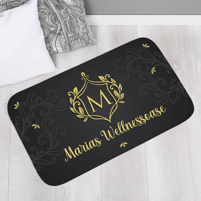 Dekorative Badematte mit Wappen, Initiale und Wunschtext, 76x45cm
