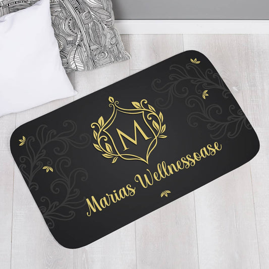Dekorative Badematte mit Wappen, Initiale und Wunschtext, 76x45cm