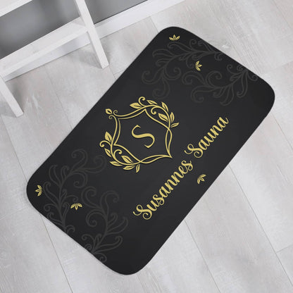 Badteppich mit Wappen, Initiale und Wunschtext, 76x45cm