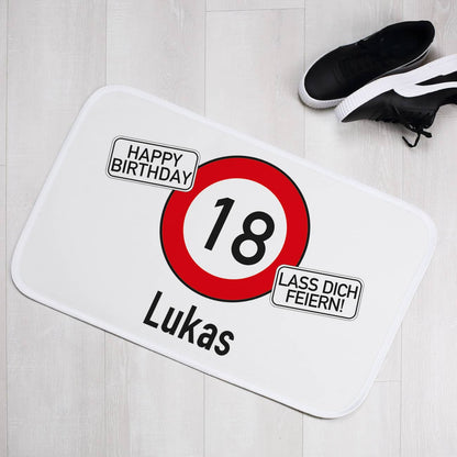Badematte zum Geburtstag mit Verkehrszeichen