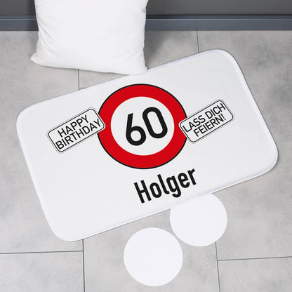 Duschvorleger zum Geburtstag mit Verkehrszeichen