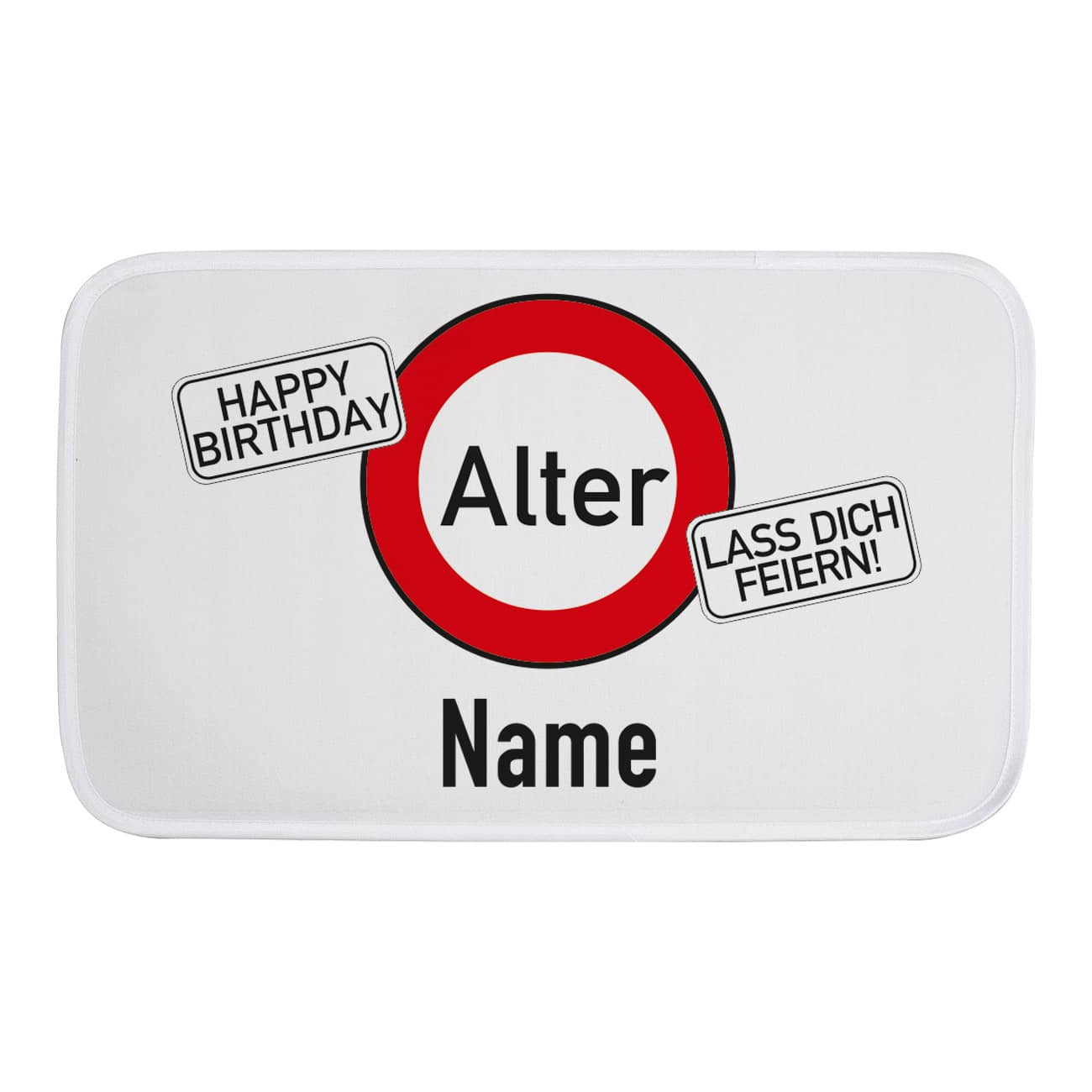 Badteppich zum Geburtstag mit Verkehrszeichen