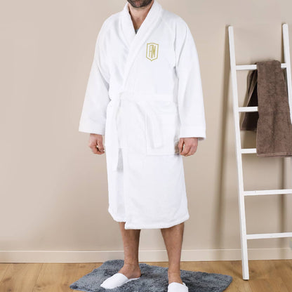 Weicher Bademantel mit Initialen bestickt in Gold