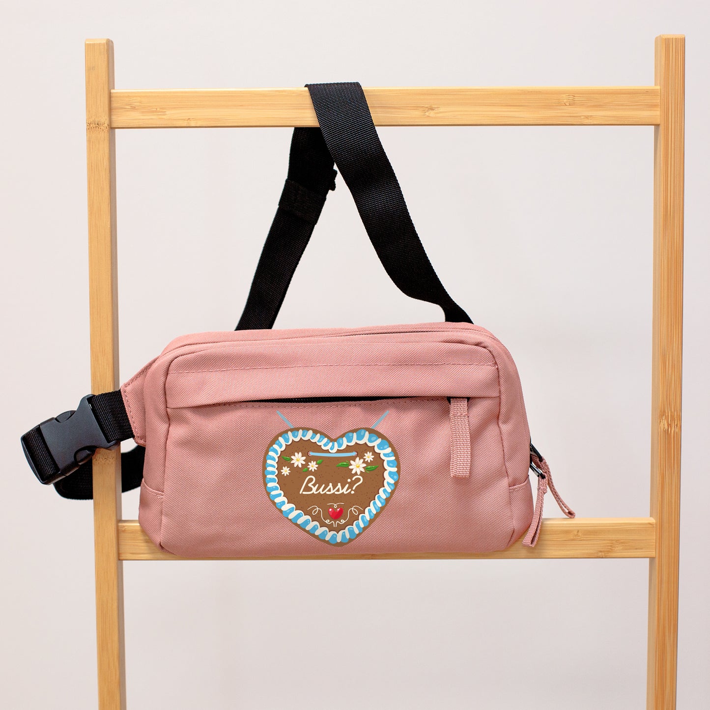 Rosé-Pink Bauchtasche mit personalisiertem Lebkuchenherz Motiv und Name